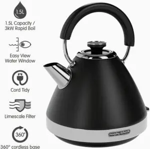 Morphy Richards 1.5L Venture Pyramid Kettle Black 100131