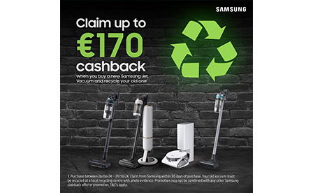 Up to €170 Cashback on Samsung Jet Vacuums