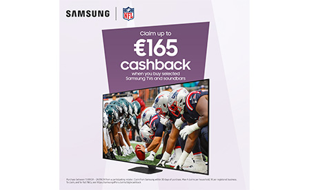 Claim up to €165 Cashback on selected Samsung TVs